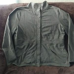 Button Front Lightweight Sweatshirt Jacket